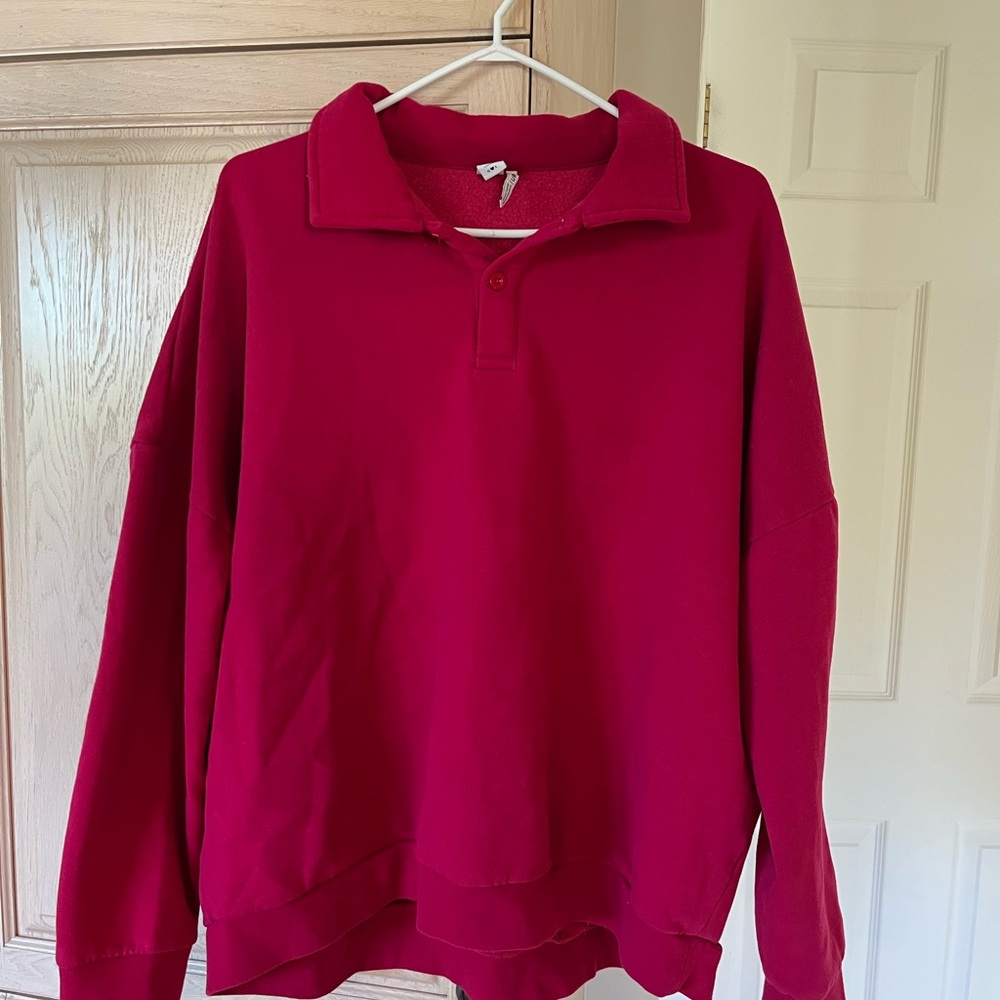 Twik Women's Cherry Red Crew Neck Sweater